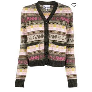 Ganni Multicolor Striped Cardigan